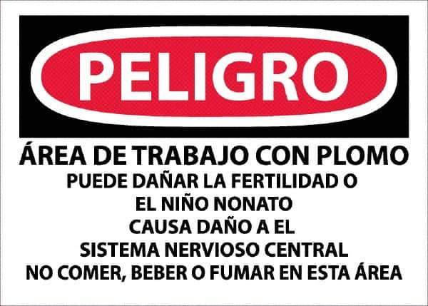 NMC - "Peligro - Area De Trabajo Con Plomo", 10" Long x 14" Wide, Paper Safety Sign - Rectangle, Use for Hazardous Materials - Exact Tool & Supply
