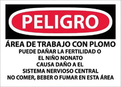 NMC - "Peligro - Area De Trabajo Con Plomo", 10" Long x 14" Wide, Paper Safety Sign - Rectangle, Use for Hazardous Materials - Exact Tool & Supply