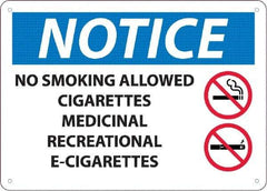NMC - "No Smoking Allowed, Cigarettes, Medicinal,Recreational,E-Cigs", 10" Long x 14" Wide, Rigid Plastic Safety Sign - Rectangle, 0.05" Thick, Use for Smoking Regulations - Exact Tool & Supply
