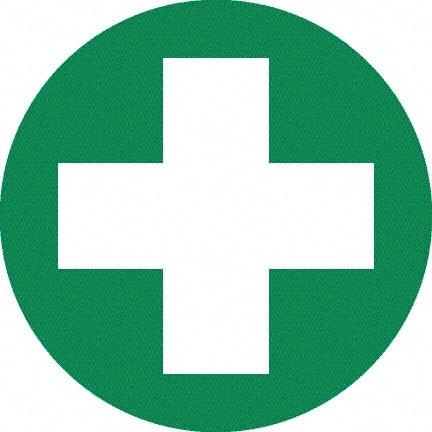 NMC - First Aid Cross Graphic, Hard Hat Label - White on Green, 0.045" Thick, For Certified Operator - Exact Tool & Supply
