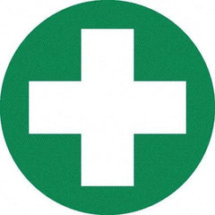 NMC - First Aid Cross Graphic, Hard Hat Label - White on Green, 0.045" Thick, For Certified Operator - Exact Tool & Supply