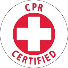 NMC - CPR Certified, Hard Hat Label - Red on White, 0.045" Thick, For Certified Operator - Exact Tool & Supply