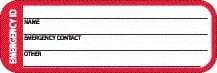 NMC - Emergency ID - Name ____ Emergency Contact ____, Hard Hat Label - Black/Red/White, 0.045" Thick, For Accident Prevention - Exact Tool & Supply