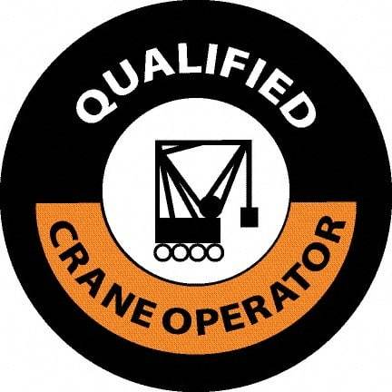 NMC - Qualified Crane Operator, Hard Hat Label - Black/Orange/White, 0.045" Thick, For Accident Prevention - Exact Tool & Supply