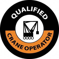 NMC - Qualified Crane Operator, Hard Hat Label - Black/Orange/White, 0.045" Thick, For Accident Prevention - Exact Tool & Supply