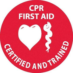 NMC - Certified CPR First Aid Trained, Hard Hat Label - White on Red, 0.045" Thick, For Accident Prevention - Exact Tool & Supply