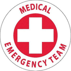 NMC - Medical Emergency Team, Hard Hat Label - Red on White, 0.045" Thick, For Accident Prevention - Exact Tool & Supply