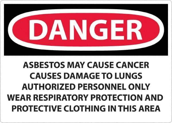 NMC - "Danger - Asbestos May Cause Cancer", 20" Long x 28" Wide, Rigid Plastic Safety Sign - Rectangular, 0.05" Thick, Use for Hazardous Materials - Exact Tool & Supply