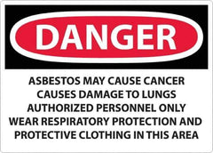 NMC - "Danger - Asbestos May Cause Cancer", 20" Long x 28" Wide, Rigid Plastic Safety Sign - Rectangular, 0.05" Thick, Use for Hazardous Materials - Exact Tool & Supply