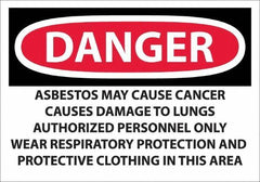 NMC - "Danger - Asbestos May Cause Cancer", 14" Long x 20" Wide, Pressure-Sensitive Vinyl Safety Sign - Rectangular, 0.0045" Thick, Use for Hazardous Materials - Exact Tool & Supply