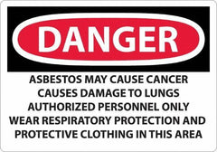 NMC - "Danger - Asbestos May Cause Cancer", 14" Long x 20" Wide, Aluminum Safety Sign - Rectangular, 0.04" Thick, Use for Hazardous Materials - Exact Tool & Supply