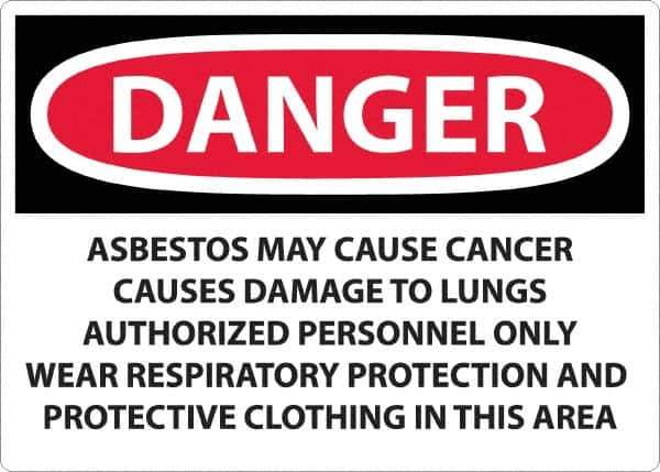 NMC - "Danger - Asbestos May Cause Cancer", 20" Long x 28" Wide, Aluminum Safety Sign - Rectangular, 0.04" Thick, Use for Hazardous Materials - Exact Tool & Supply