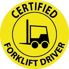 NMC - Certified Forklift Driver, Hard Hat Label - Black on Yellow, 0.045" Thick, For Accident Prevention - Exact Tool & Supply