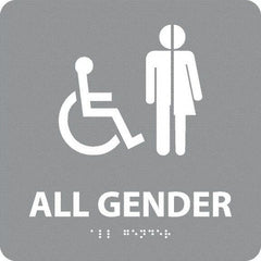 NMC - "All Gender", 8" Long x 8" Wide, Gravoply (Engraved) Safety Sign - Square, 0.25" Thick, Use for Restroom, Janitorial & Housekeeping - Exact Tool & Supply