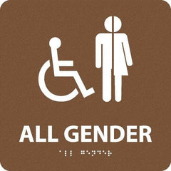 NMC - "All Gender", 8" Long x 8" Wide, Gravoply (Engraved) Safety Sign - Square, 0.25" Thick, Use for Restroom, Janitorial & Housekeeping - Exact Tool & Supply