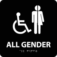 NMC - "All Gender", 8" Long x 8" Wide, Gravoply (Engraved) Safety Sign - Square, 0.25" Thick, Use for Restroom, Janitorial & Housekeeping - Exact Tool & Supply