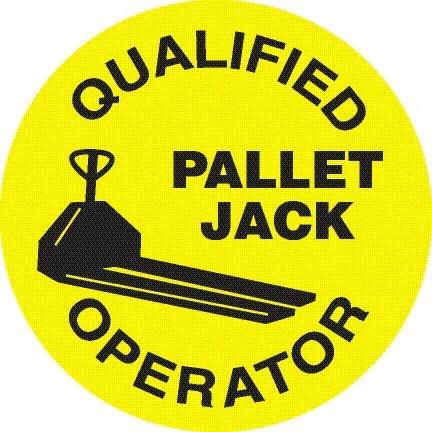 NMC - Qualified Pallet Jack Operator, Hard Hat Label - Black on Yellow, 0.045" Thick, For Accident Prevention - Exact Tool & Supply