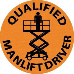 NMC - Qualified Man Lift Driver, Hard Hat Label - Black on Orange, 0.045" Thick, For Accident Prevention - Exact Tool & Supply