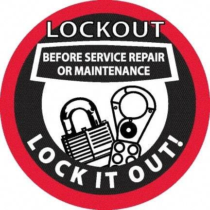 NMC - Lockout Before Service Repair or Maintenance - Lock It Out, Hard Hat Label - Black & Red on White, 0.045" Thick, For Accident Prevention - Exact Tool & Supply