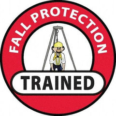 NMC - Fall Protection Trained, Hard Hat Label - Red/Black/Yellow/White, 0.045" Thick, For Accident Prevention - Exact Tool & Supply