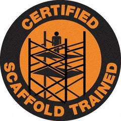 NMC - Certified Scaffold Trained, Hard Hat Label - Black on Orange, 0.045" Thick, For Certified Operator - Exact Tool & Supply