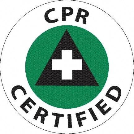 NMC - CPR Certified, Hard Hat Label - Green & Black on White, 0.045" Thick, For Accident Prevention - Exact Tool & Supply