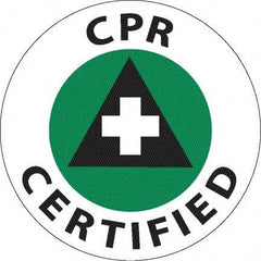 NMC - CPR Certified, Hard Hat Label - Green & Black on White, 0.045" Thick, For Accident Prevention - Exact Tool & Supply