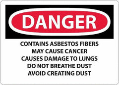 NMC - "Danger - Contains Asbestos Fibers", 10" Long x 14" Wide, Aluminum Safety Sign - Rectangular, 0.04" Thick, Use for Hazardous Materials - Exact Tool & Supply