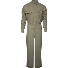 National Safety Apparel - Size M Tall Khaki HRC 2 Flame Resistant/Retardant Coveralls - Exact Tool & Supply