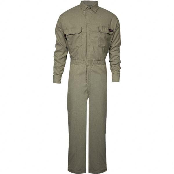 National Safety Apparel - Size S Tall Khaki HRC 2 Flame Resistant/Retardant Coveralls - Exact Tool & Supply