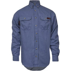 National Safety Apparel - Size S Light Blue Flame Resistant/Retardant Long Sleeve Button Down Shirt - Exact Tool & Supply