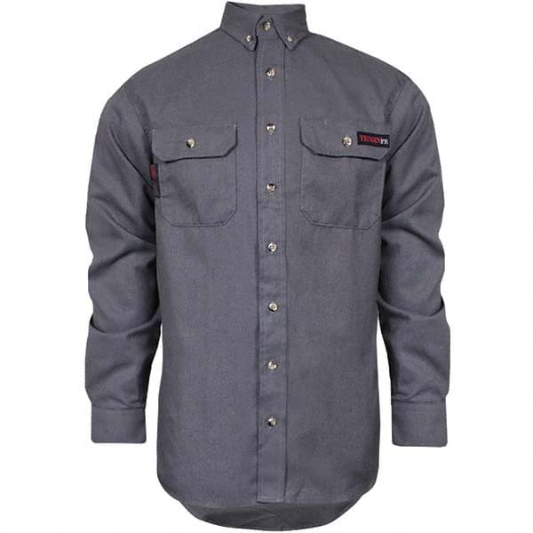 National Safety Apparel - Size S Gray Flame Resistant/Retardant Long Sleeve Button Down Shirt - Exact Tool & Supply
