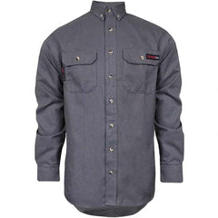 National Safety Apparel - Size XL Gray Flame Resistant/Retardant Long Sleeve Button Down Shirt - Exact Tool & Supply