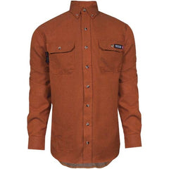 National Safety Apparel - Size 2XL Orange Flame Resistant/Retardant Long Sleeve Button Down Shirt - Exact Tool & Supply