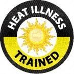 NMC - Heat Illness Trained, Hard Hat Label - Round, White & Yellow on Black, 0.004" Thick, Indoor or Outdoor, Adhesive Backed, For Accident Prevention - Exact Tool & Supply