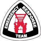 NMC - Emergency Response Team, Hard Hat Label - Diamond, Black & Red on White, 0.004" Thick, Indoor or Outdoor, Adhesive Backed, For Accident Prevention - Exact Tool & Supply