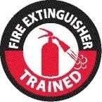 NMC - Fire Extinguisher Trained, Hard Hat Label - Diamond, Black & Red on White, 0.004" Thick, Indoor or Outdoor, Adhesive Backed, For Accident Prevention - Exact Tool & Supply