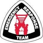 NMC - Emergency Response Team, Hard Hat Label - Diamond, Black & Red on White, 0.004" Thick, Indoor or Outdoor, Adhesive Backed, For Accident Prevention - Exact Tool & Supply