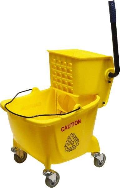 O-Cedar - 26 Qt Plastic Bucket & Wringer - 22" Long x 33" High x 14" Wide, Yellow - Exact Tool & Supply