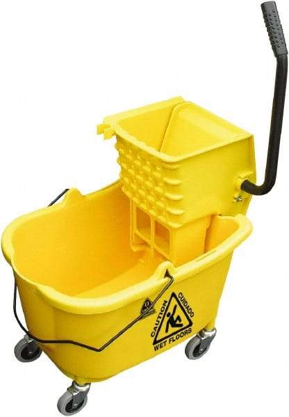 O-Cedar - 33 Qt Plastic Bucket & Wringer - 34" Long x 22" High x 15" Wide, Yellow - Exact Tool & Supply
