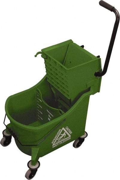 O-Cedar - 36 Qt Plastic Bucket & Wringer - 23" Long x 38" High x 14" Wide, Green - Exact Tool & Supply