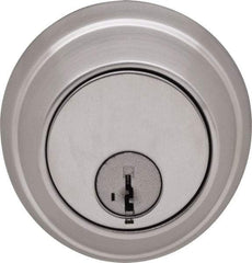 Stanley - 1-3/8 to 2" Door Thickness, Satin Chrome Finish, Single Cylinder Deadbolt - Nonhanded Handling, Key Override, Single Cylinder - Exact Tool & Supply