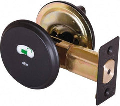 Stanley - 1-3/8 to 2" Door Thickness, Satin Chrome Finish, Occupancy Indicator Deadbolt - Nonhanded Handling, Push in Lever Override, Keyless Cylinder - Exact Tool & Supply