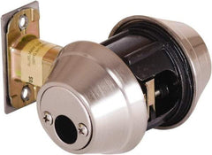 Stanley - 1-3/8 to 2" Door Thickness, Satin Nickel Finish, Occupancy Indicator Deadbolt - Nonhanded Handling, Push in Lever Override, Keyless Cylinder - Exact Tool & Supply