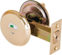 Stanley - 1-3/8 to 2" Door Thickness, Bright Chrome Finish, Occupancy Indicator Deadbolt - Nonhanded Handling, Push in Lever Override, Keyless Cylinder - Exact Tool & Supply