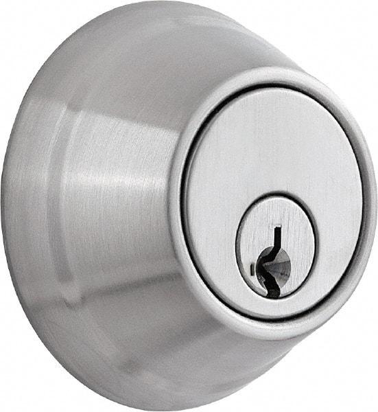 Stanley - 1-3/8 to 2" Door Thickness, Oil Rubbed Bronze Finish, Occupancy Indicator Deadbolt - Nonhanded Handling, Push in Lever Override, Keyless Cylinder - Exact Tool & Supply