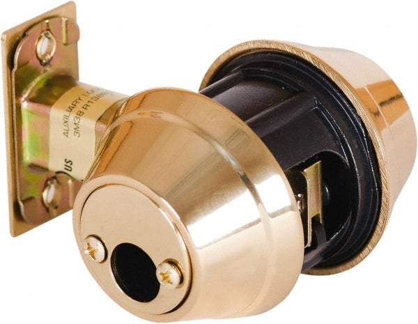 Stanley - 1-3/8 to 2" Door Thickness, Satin Nickel Finish, Double Cylinder Deadbolt - Nonhanded Handling, Key Override, Double Cylinder - Exact Tool & Supply