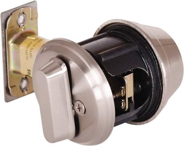 Stanley - 1-3/8 to 2" Door Thickness, Satin Nickel Finish, Single Cylinder Deadbolt - Nonhanded Handling, Key Override, Single Cylinder - Exact Tool & Supply