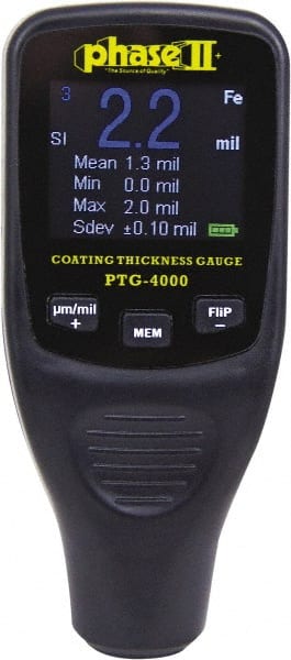 Phase II - Coating Thickness Gages Maximum Thickness Measurement (mil): 50.00 Minimum Thickness Measurement (mil): 0.10 - Exact Tool & Supply