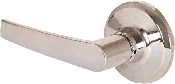 Stanley - Grade 2 Dummy Lever Lockset - 2-3/8 & 2-3/4" Back Set, Keyless Cylinder, Brass Alloy, Bright Chrome Finish - Exact Tool & Supply